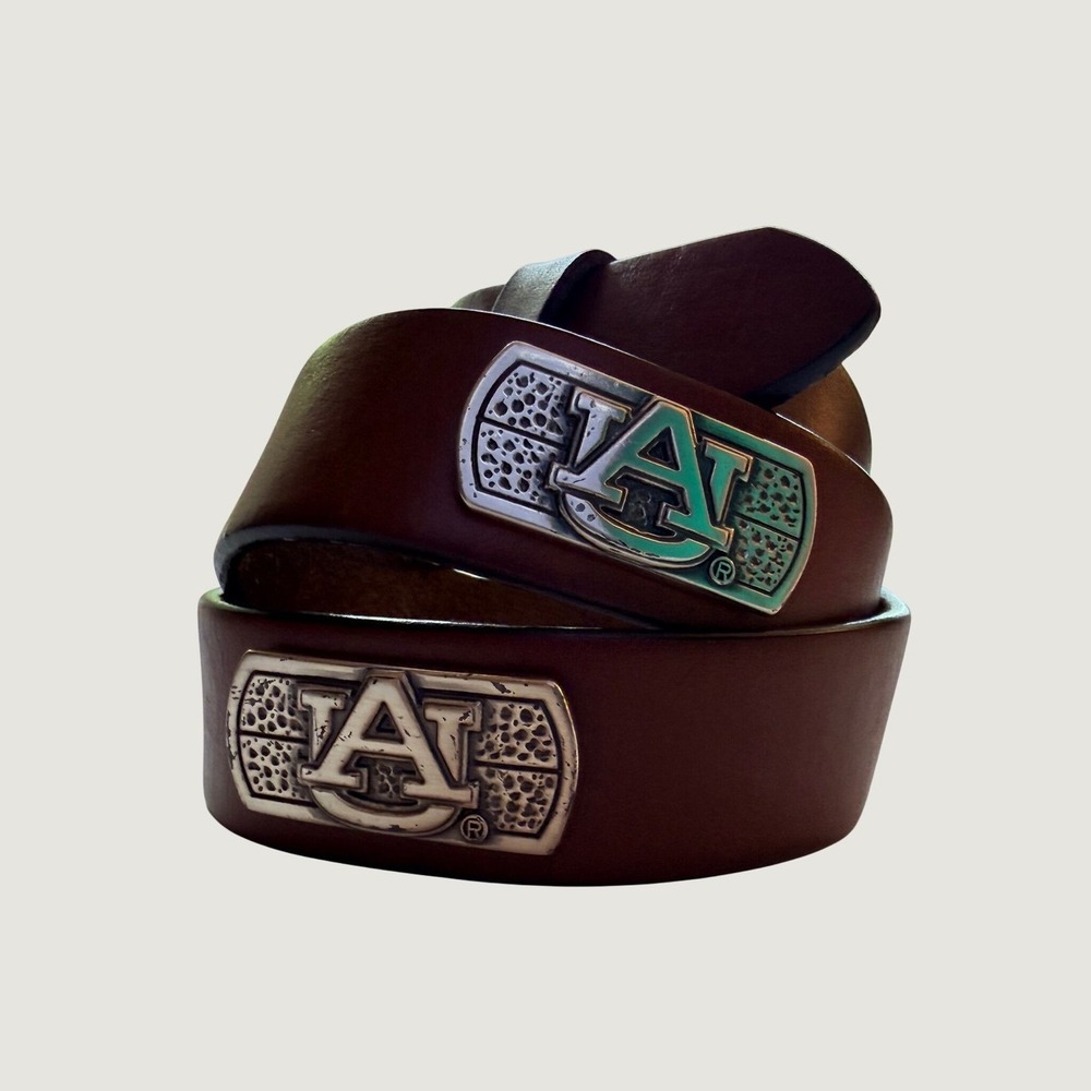 Classic AUBURN Tigers Collegiate Gameday Tailgate War Eagle Leather Belt 28-30"